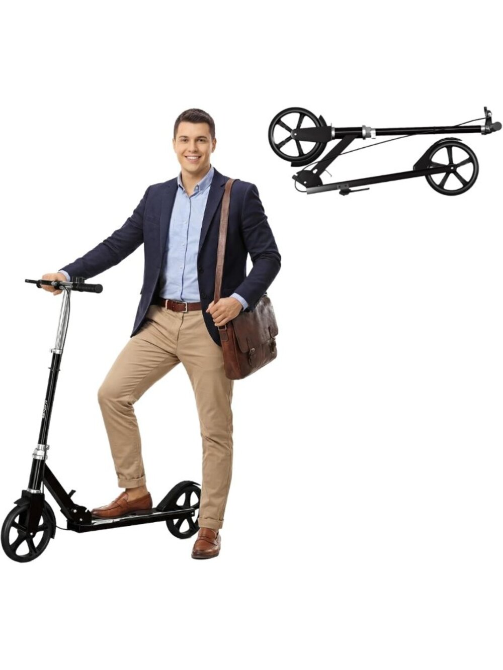 Foldable Non-Electric Scooter for Kids & Adults, 8" Wheels, Adjustable Height